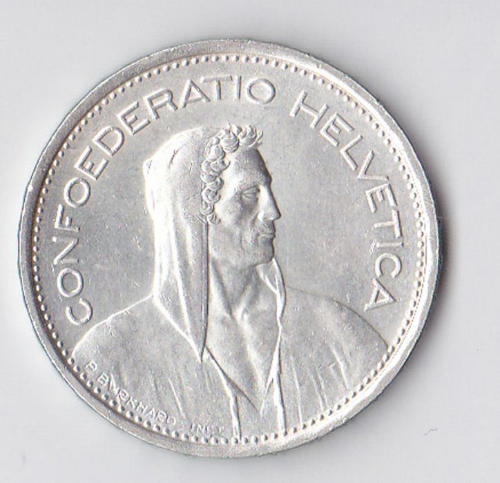 Suíça Prata 5 Francos Tema Guilherme Tell (Período 1931.1989)