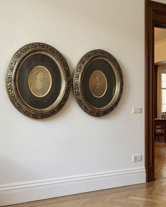 Vintage Komplet 2x Fotografia 64 cm x 54 cm Portret Stara Rama XIX