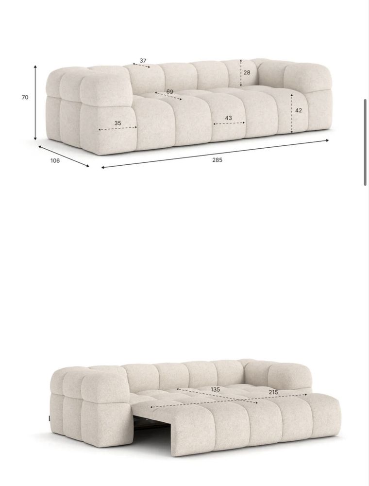 Sofa, naroznik  Melven 285cm z funkcja spania chill mitto