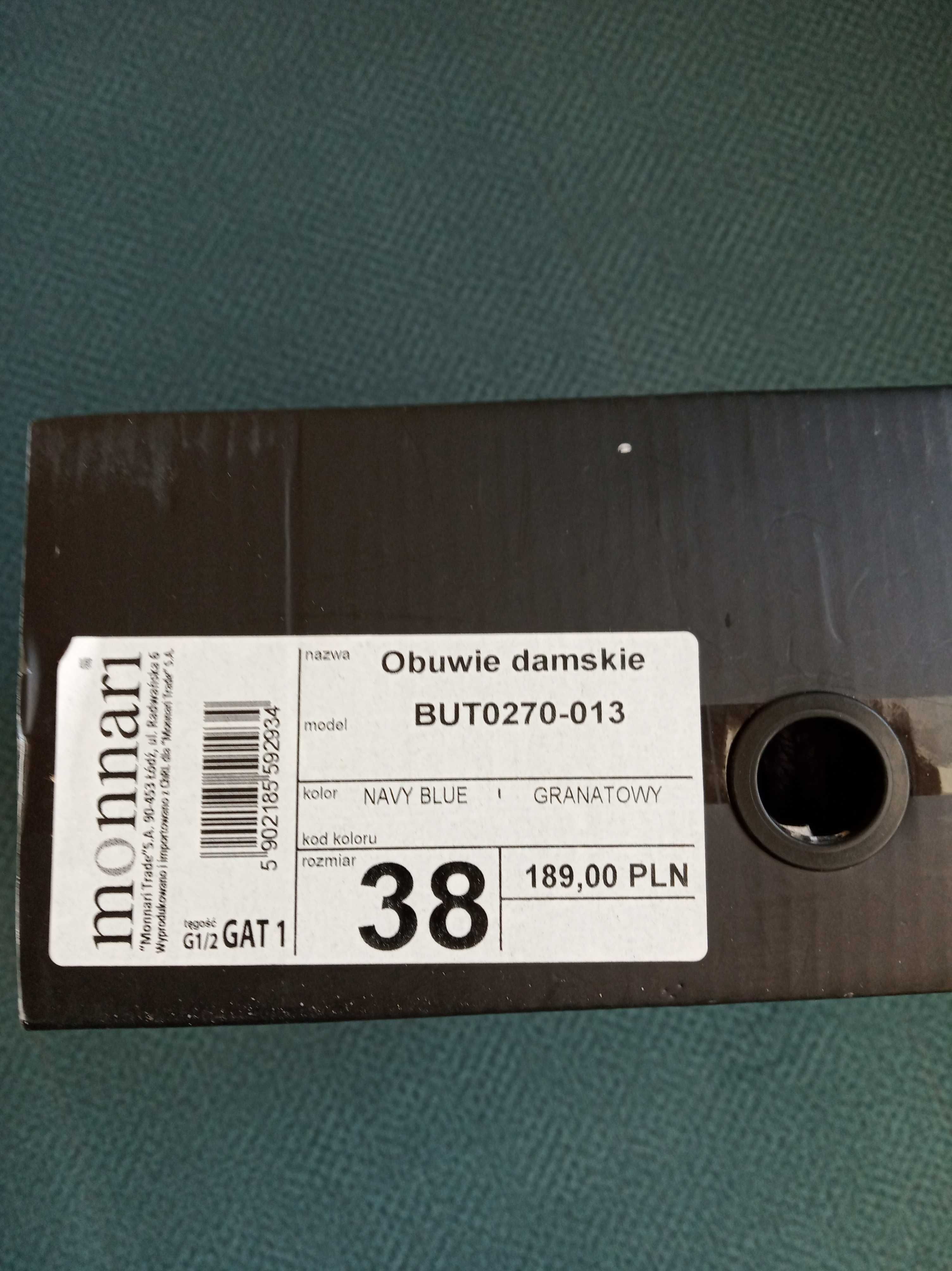 Letnie granatowe sandały buty damskie na koturnie Monnari r. 38 NOWE
