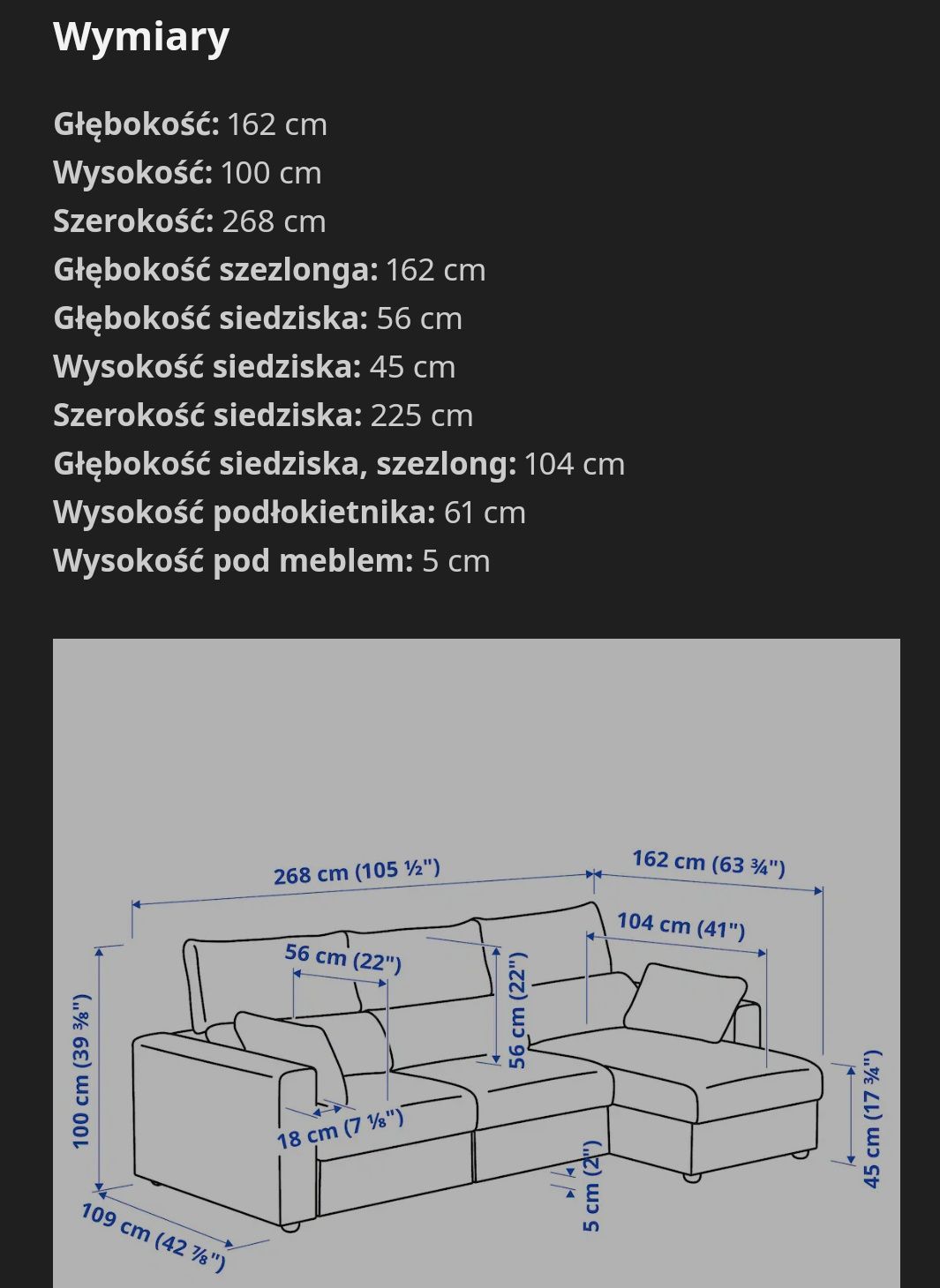 Narożnik kanapa Eskilstuna IKEA rozkładana, regulowane zagłówki