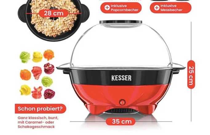 Maszyna do popcornu duża 800 W, pojemność 5,5 l Kesser