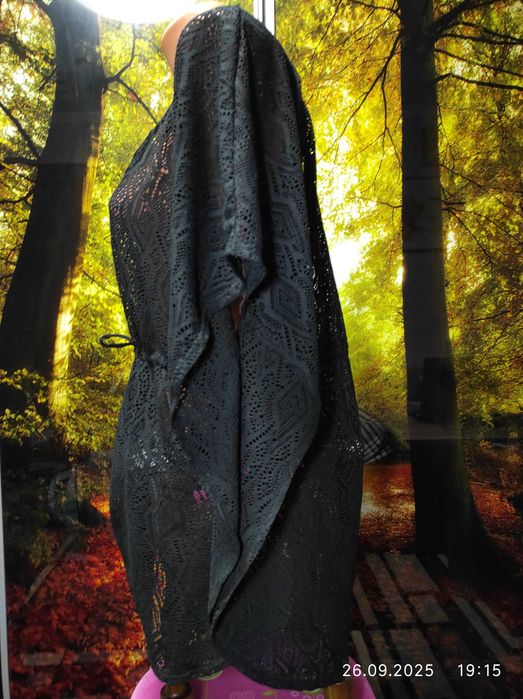 Чорне,мереживне парео,пляжна накидка 46-48 р