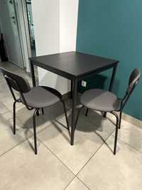 Stół czarny IKEA Sandsberg + 2 krzesla östanö