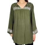 Bluzka boho z haftem w kolorze khaki XXL 44 Marks&Spencer