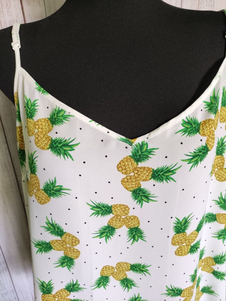 Letnia bluzka w ananasy plus size summer hit plus size 48 4XL