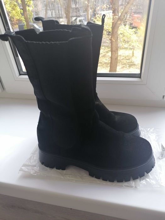 Сапоги замша тракторная подошва