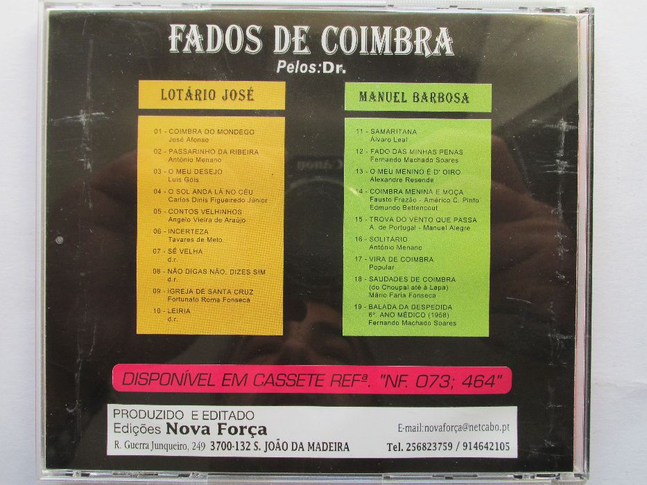 CD - Raridade, Fados de Coimbra com Drs. Lotário José e Manuel Barbosa
