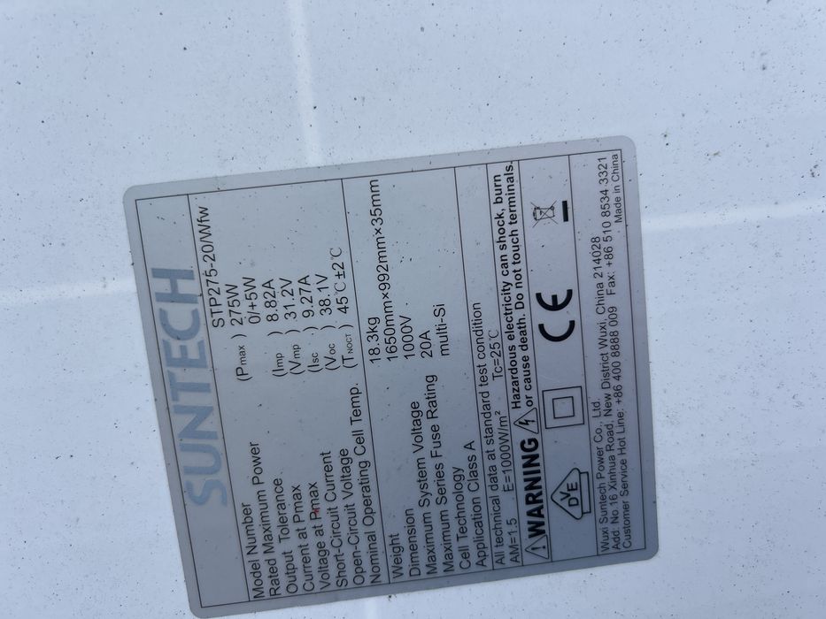 j Panele fotowoltaiczne suntech 275 W
