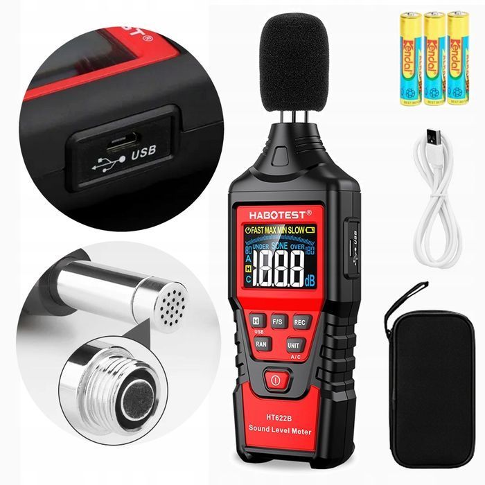 Decybelomierz Sonometr Miernik Hałasu A/C USB 30-130 Db 125ms Wykres