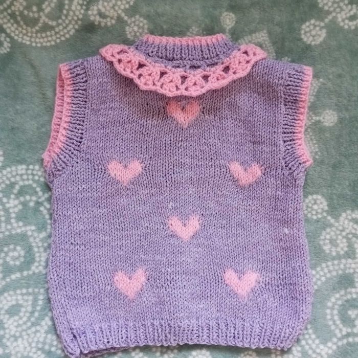 Kamizelka na drutach dla dziewczynki 98 bawełna