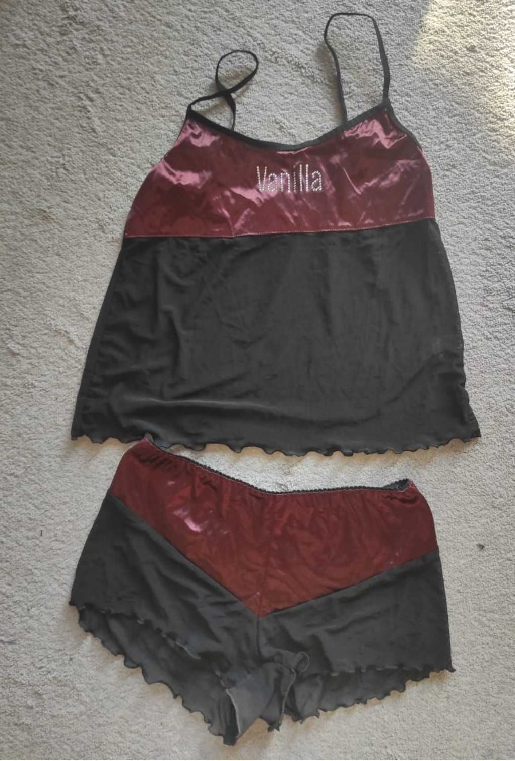 komplet damski top i szorty, satyna plus tiul Vanilla rozm. M