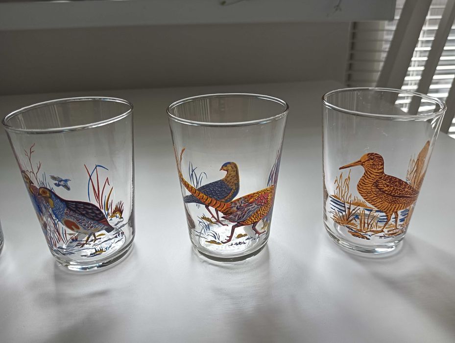 Szklanki zdobione (komplet) - kolekcja PRL