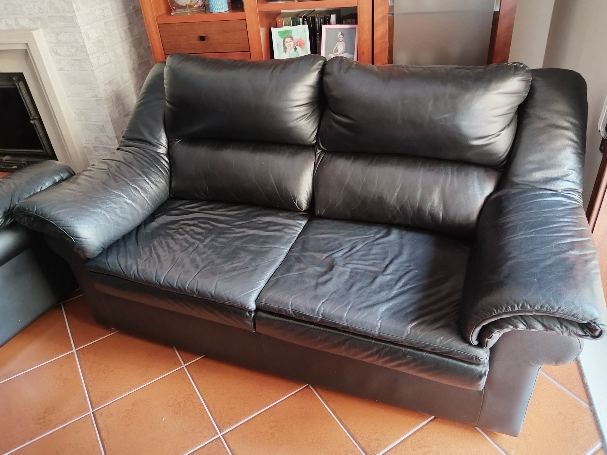 Conj. 2 sofás em pele