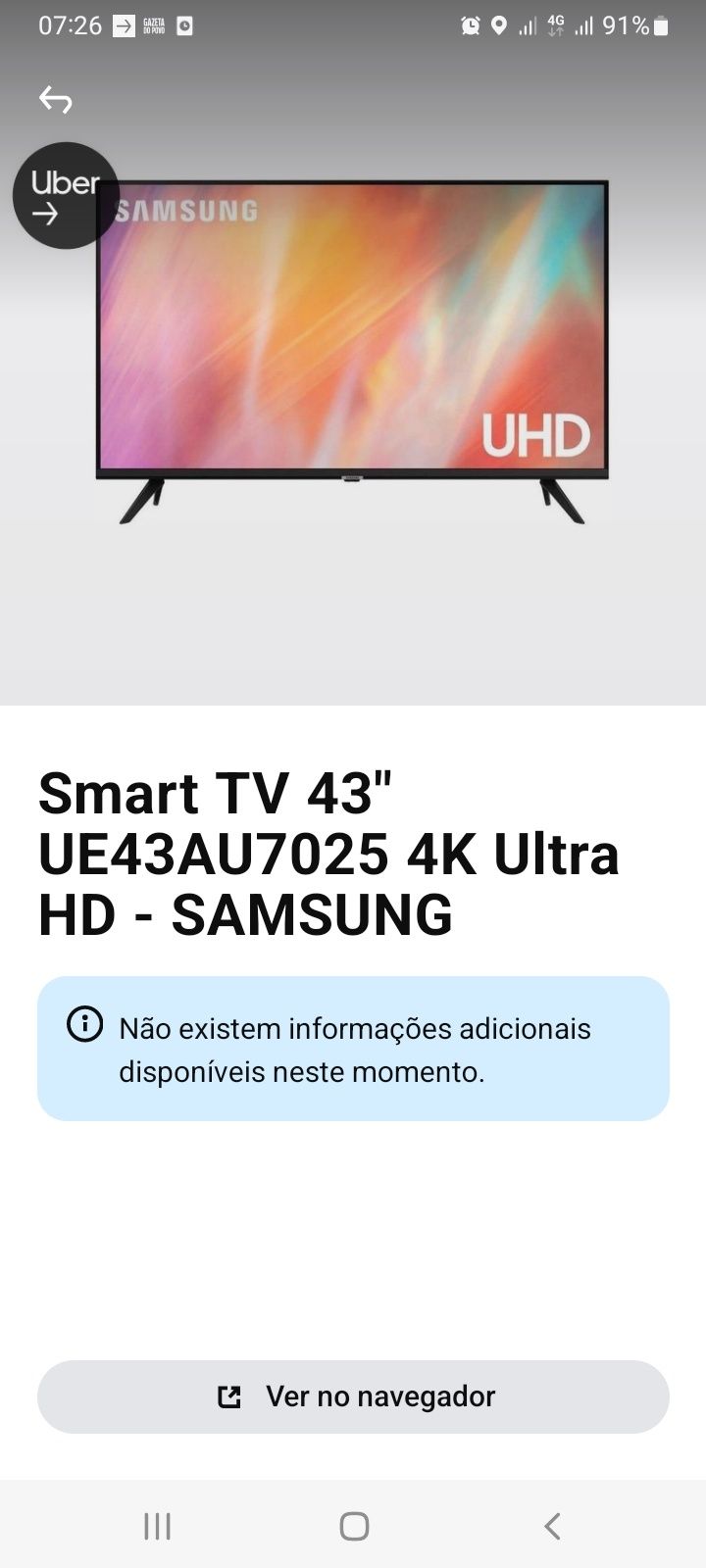 Tv Samsung 43 4 k.