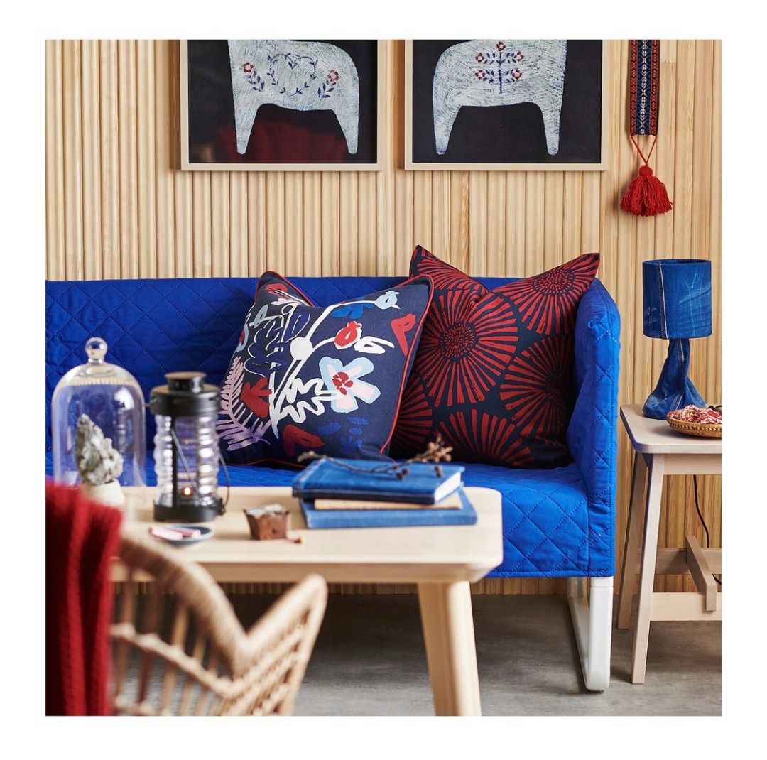 IKEA STJARNTULPAN Poszewka granat plus czerwień plus poduszka 50x50 cm