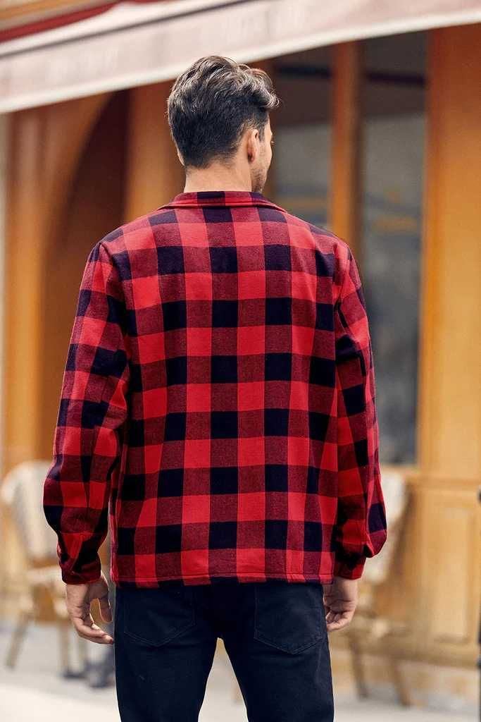 Męska ciepła kurtka flanelowa z podszewką szerpa z polaru XXL