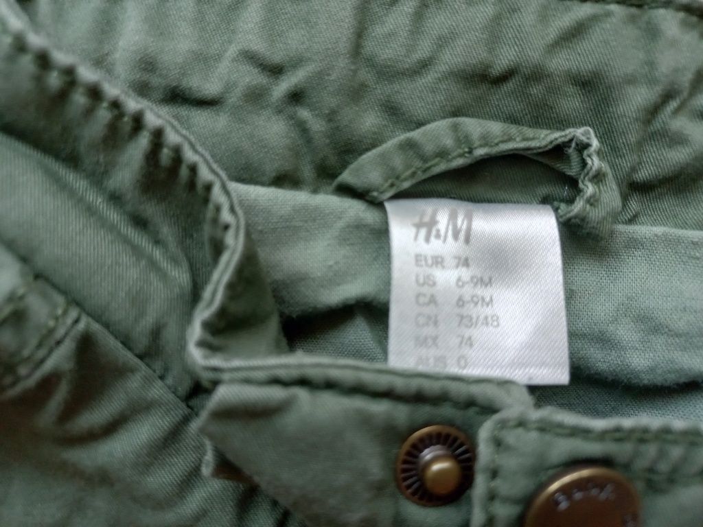 Parka kurtka H&M wiosenna/jesienna ciemnozielona, rozmiar 74