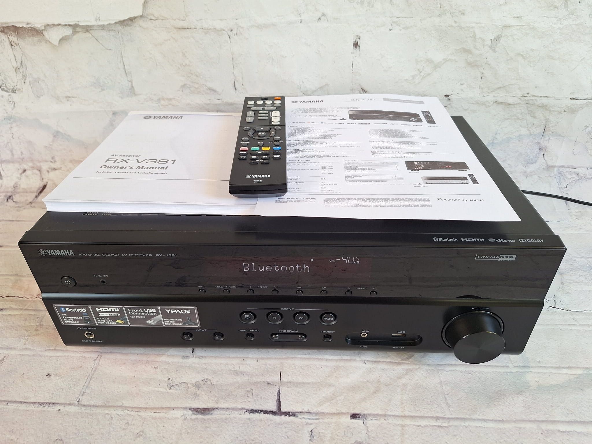 Amplituner 5.1 Yamaha RX-V381 4k 60p Bluetooth ARC Optyk USB