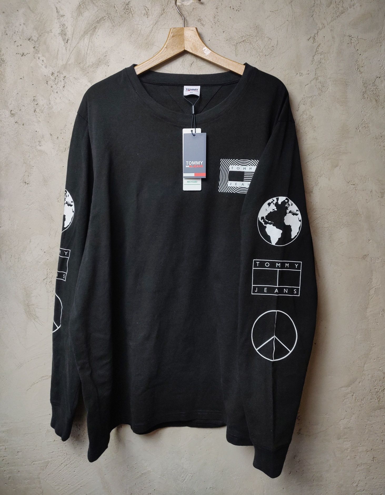 Tommy Hilfiger Jeans__koszulka longsleeve (3XL / XXXL) czarna big logo