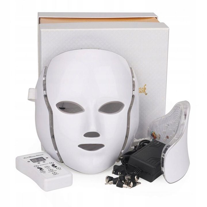 maska led terapia fotonowa z nakładką na szyję