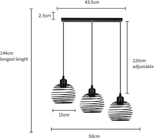 ZMH Lampa retro vintage czarna wisząca