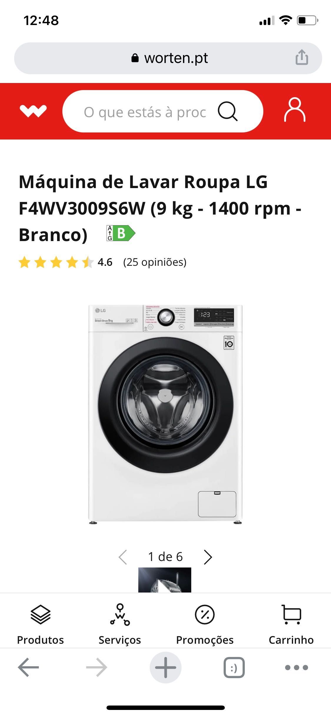 Máquina de lavar lg 9kg