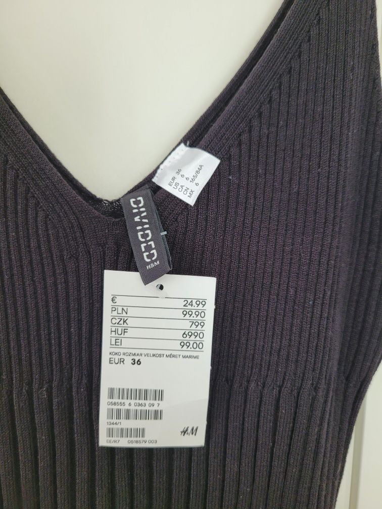 Sukienka dzianinowa czarna H&M r. 36 nowa z metką