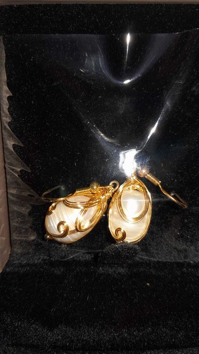 Kolczyki z perłami barokowymi 6x12mm, pozłacane srebro