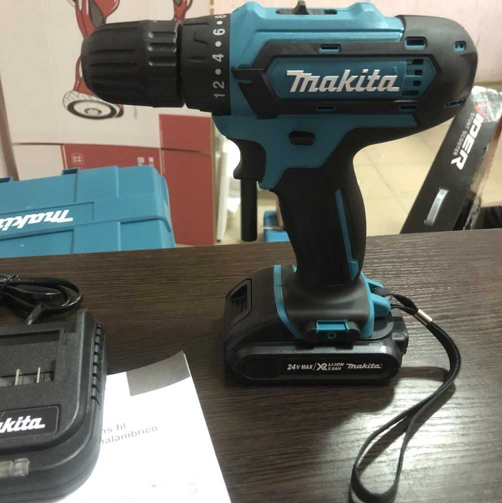 Шуруповерт акумуляторний makita 24 вольт 5 ач два акумулятора в кейсі