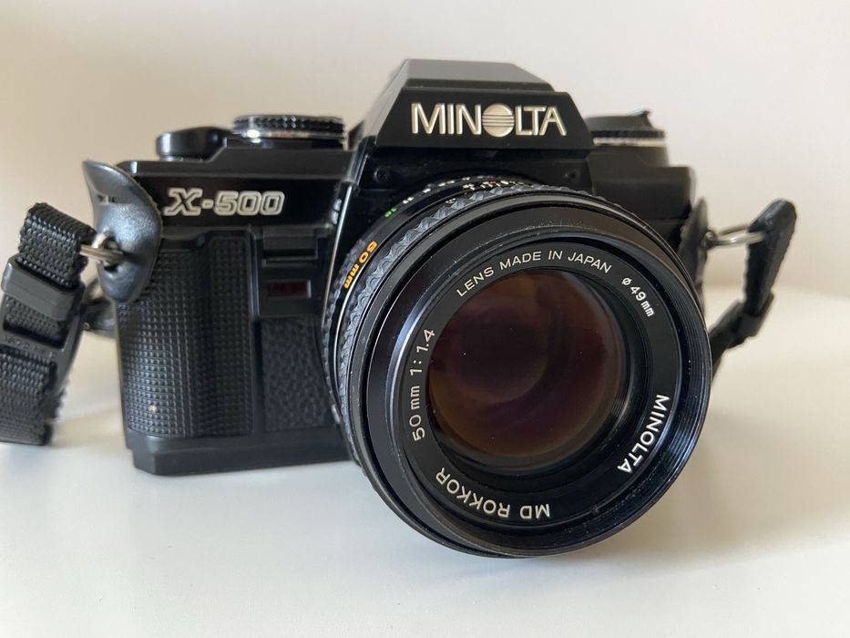 Aparat Minolta x-500 z Rokkor MD 50mm 1.4