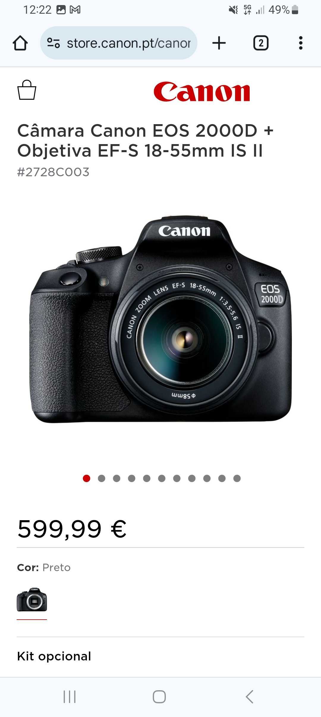 Canon EOS 2000D como nova