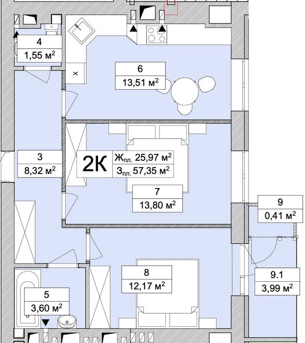 ЖК Атмосфера лайф 57,7м2