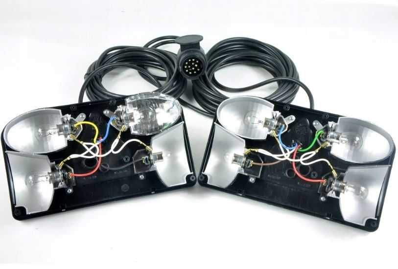 Lampy tylne do przyczepy lawety + wiązka instalacja 12m 13PIN