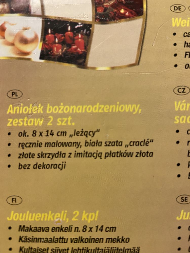 Aniolek bozonarodzeniowy zestaw 2 sztuk nowe