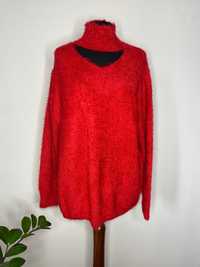 Czerwony sweter golf z wycięciem na dekolcie Body Flirt rozmiar 44/46