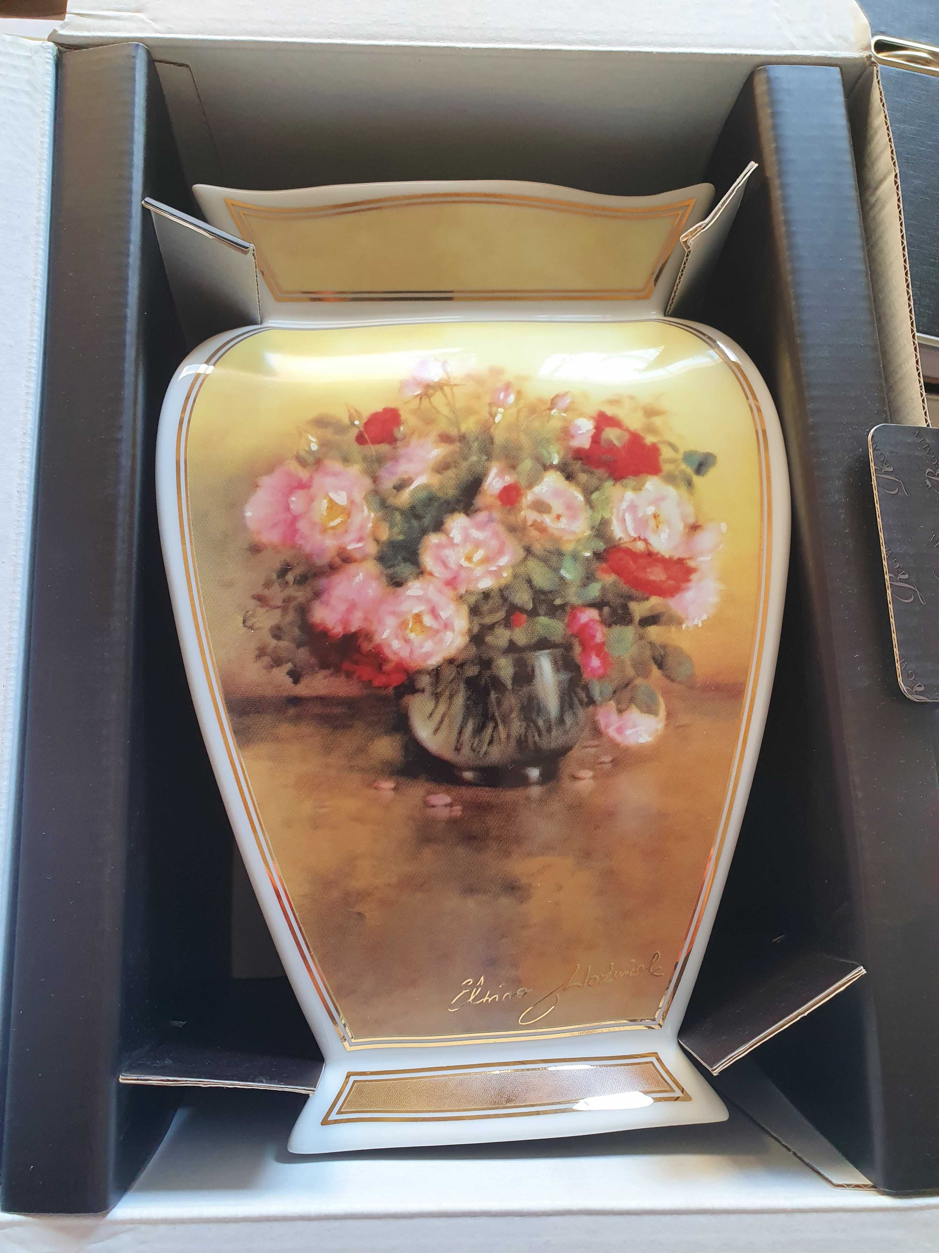 Oryginalny wazon firmy REGALIA z reprodukcją obrazu "Róże"