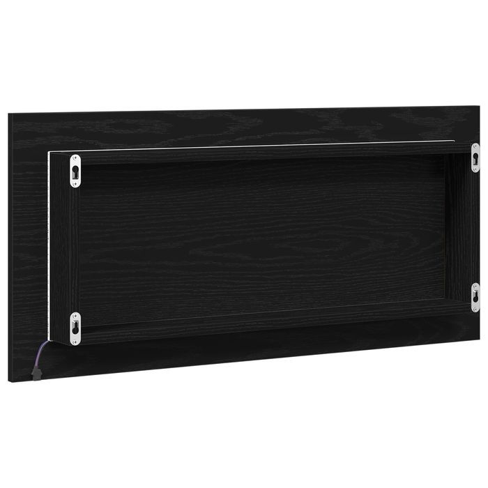 Szafka Lustro Łazienkowa Z Oświetleniem Led Czarny Dąb 80X37 Cm