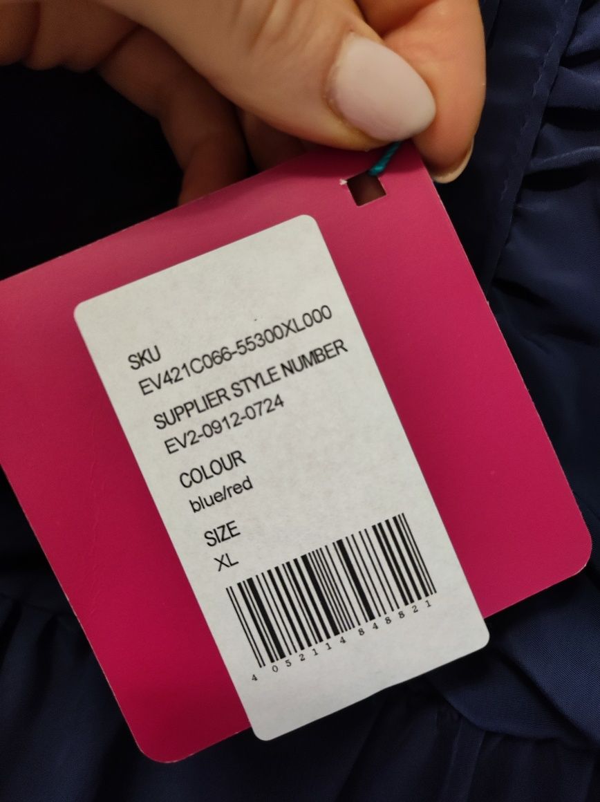 Granatowa sukienka nowa z paskiem czerwonym even&odd XL na ramiączka