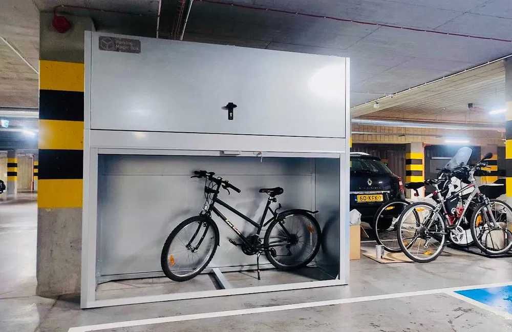 Przechowanie roweru, box rowerowy garażowy, szafa, zabudowa parkingu