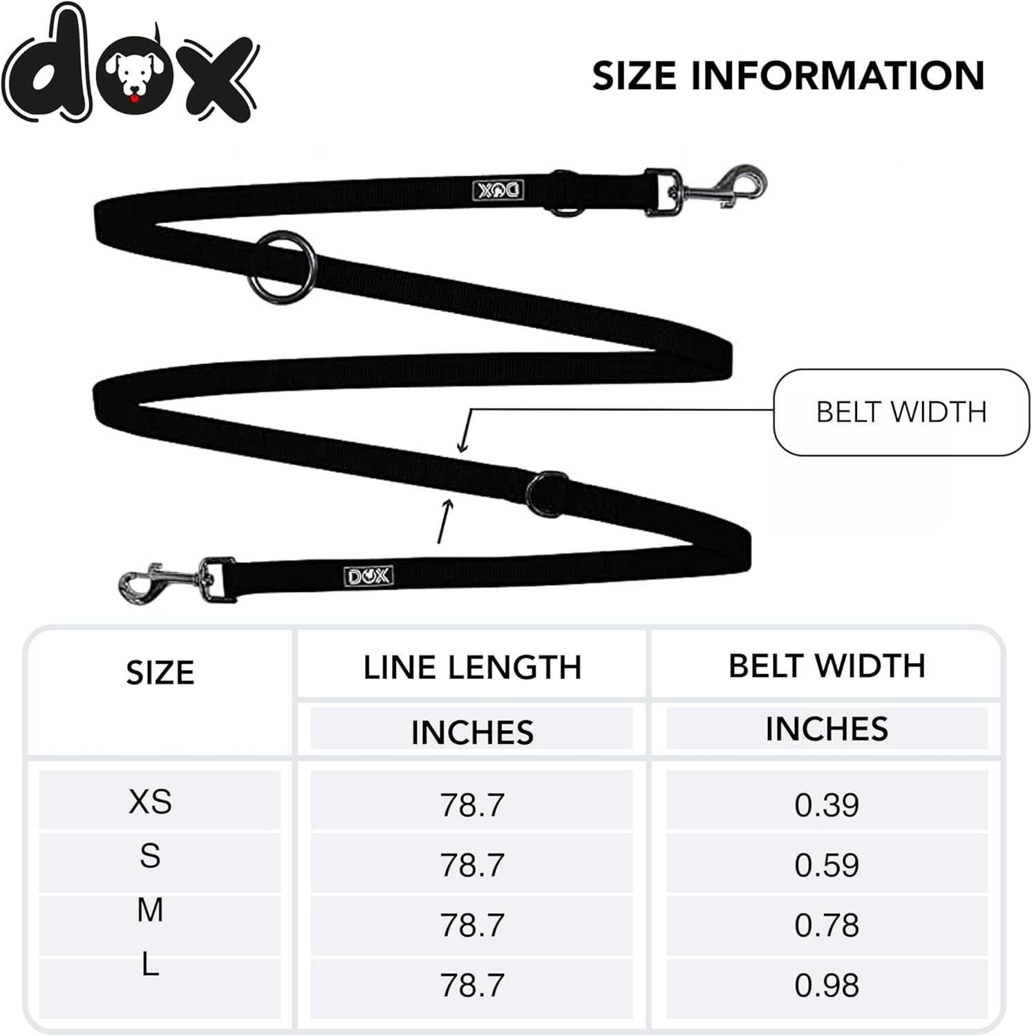 DDOXX Smycz dla Psa Nylonowa Smycz 3-Krotnie Regulowana1cm x 2m roz.XS