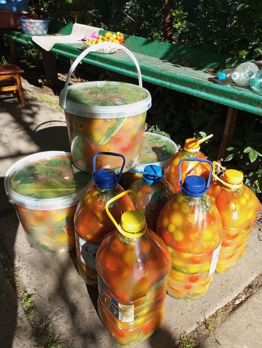 Помідори та огірки бочкові натурального бродіння.