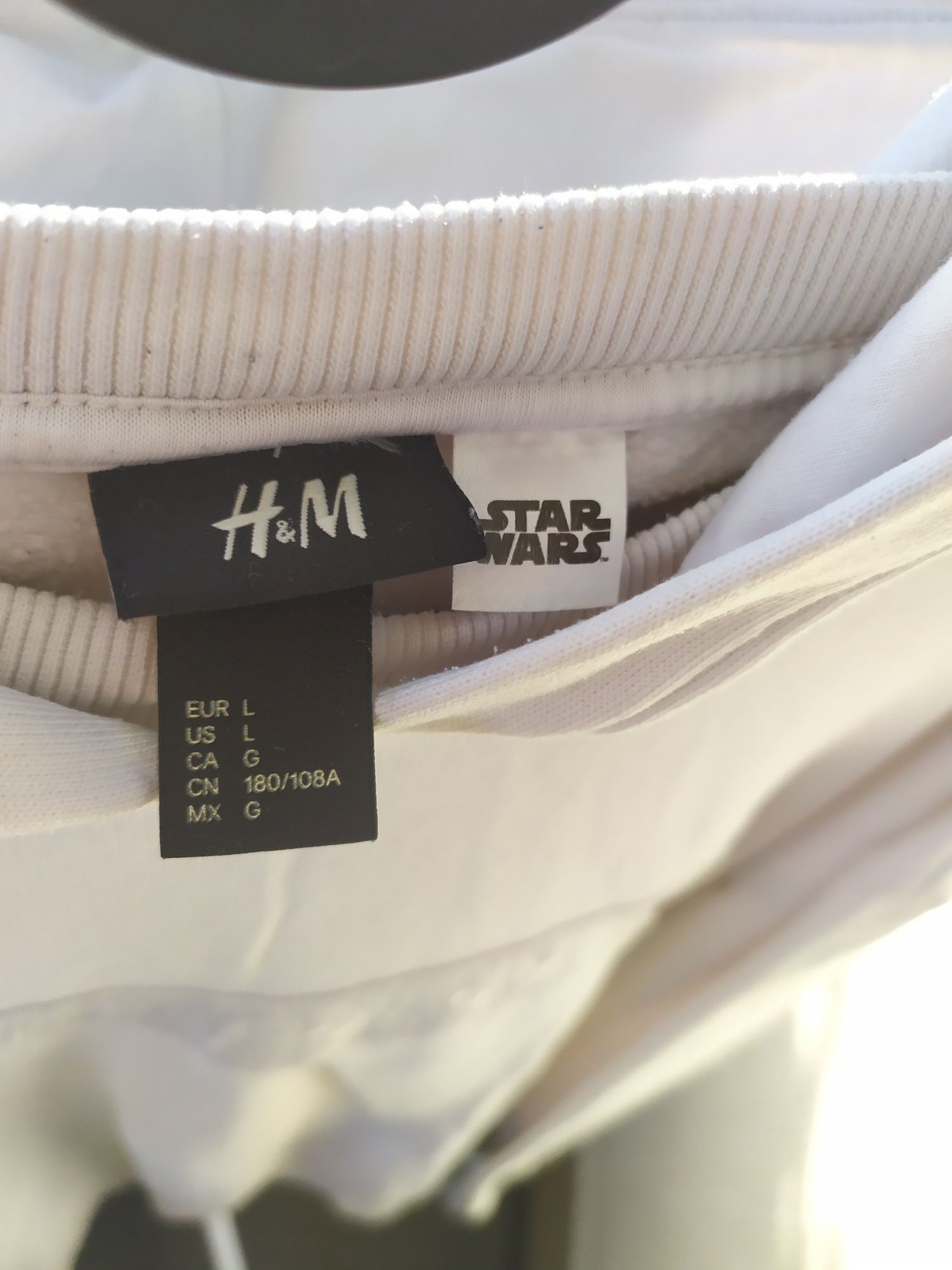 Biała bluza z kapturem H&M Star Wars, rozmiar L