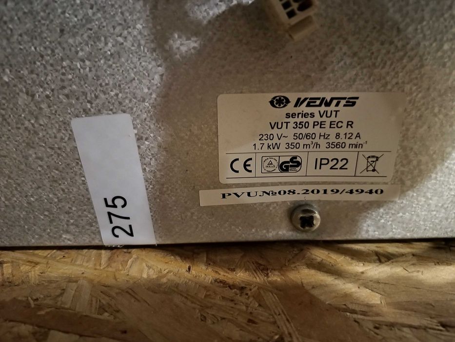REKUPERATOR VENTS, stacja nawiewno-wywiewna, VUT 350 PE EC