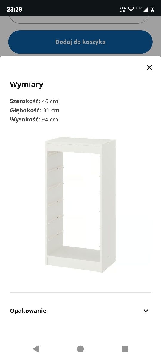 Ikea Regał Rama Trofast Biały 44x30x91 cm bez pojemników