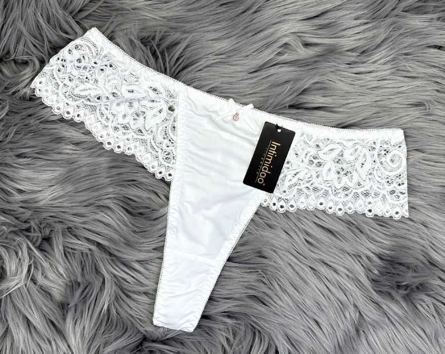 l 40 stringi majtki koronka intimidao śmietankowe