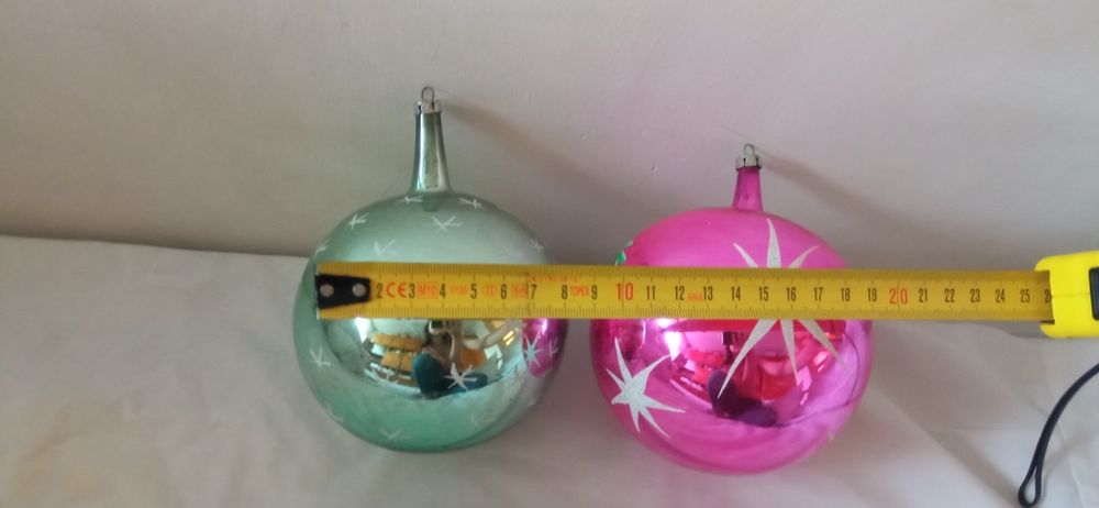Bombki szklane vintage ręcznie malowane duże 20 cm