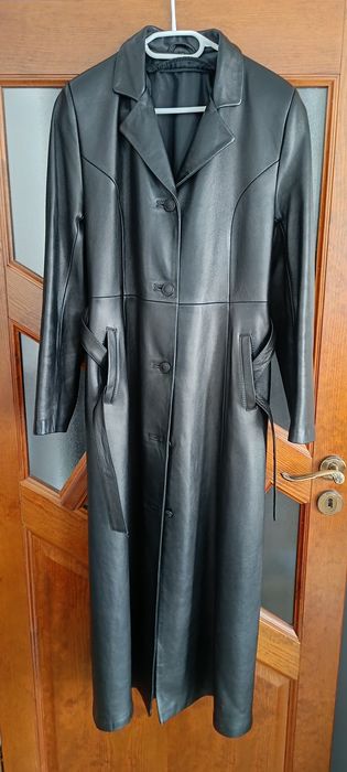 Płaszcz skórzany damski długi