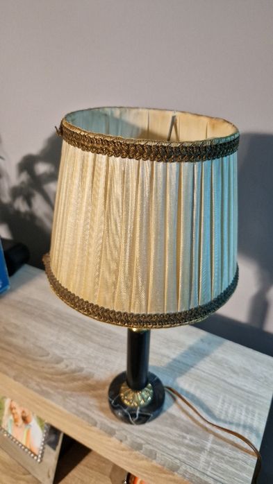 Lampa stołowa Vintage z Czarnego Marmuru i Mosiądzu – lata 60 !!!
