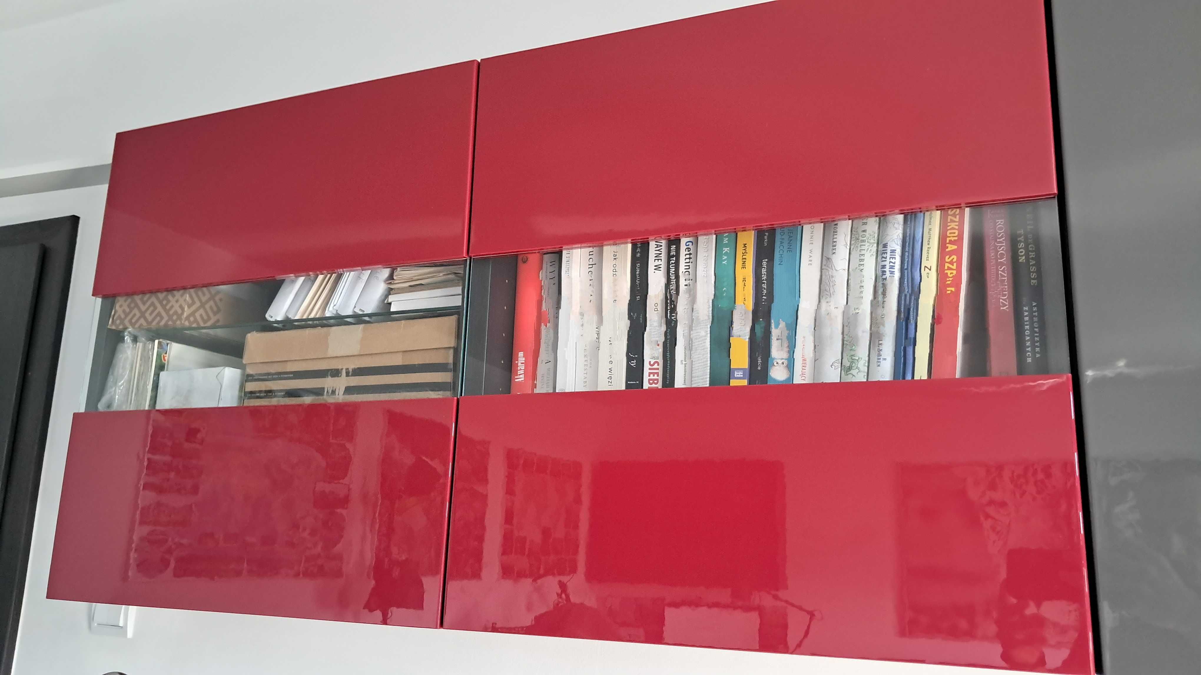 Czerwone fronty drzwiczki Besta IKEA 60x64 cm połysk szkło